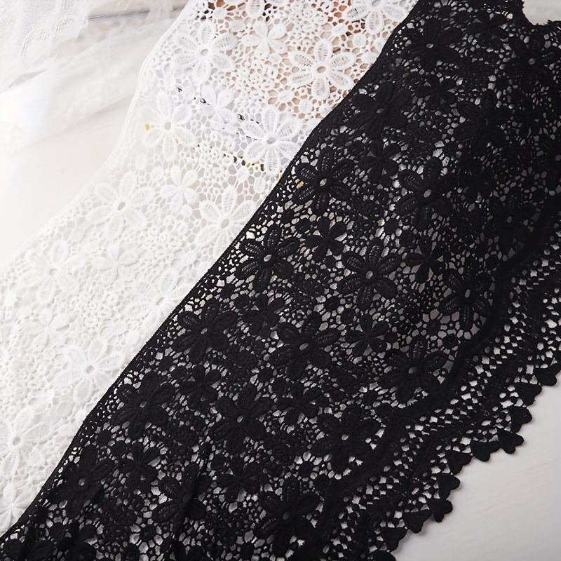 

1 Yard Black & White Lace Ruffle Trim, 30cm Wide Embroidered Mesh Fabric, For Diy Skirts, Dresses, And Window Curtains Decoration