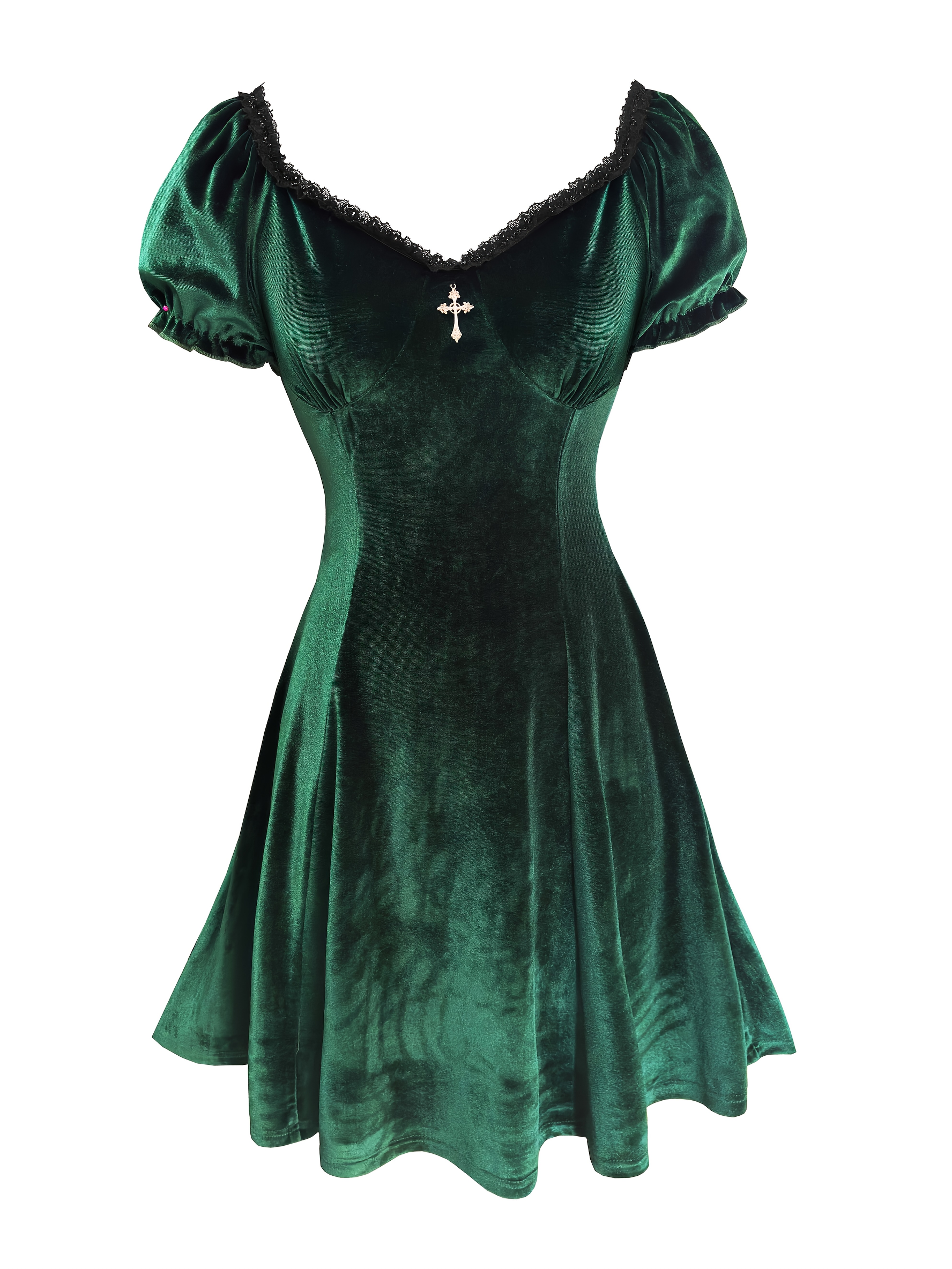 vintage puff sleeve square neck womens dress christmas - Temu