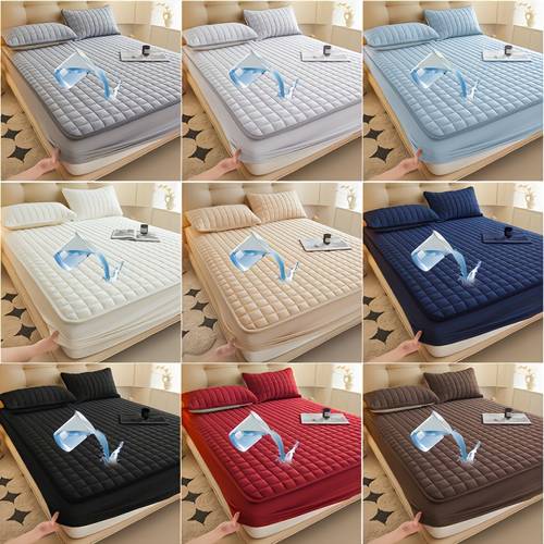 1 Stk. gesteppter Matratzenschoner (ohne Kissen Füllung), weicher, bequemer einfarbiger Matratzenbezug, Spannbetttuch-Matratzenschoner für Schlafzimmer, Gästezimmer, mit tiefem Taschensteg, Spannbetttuch 90*200cm 160*200cm weitere Größen