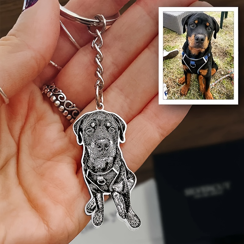 

Custom Pet Keychain, Personalized Dog Memorial Photo Keyring, Custom Lover Gift, Pet Keepsake, Stainless Steel, , Men' Accessories