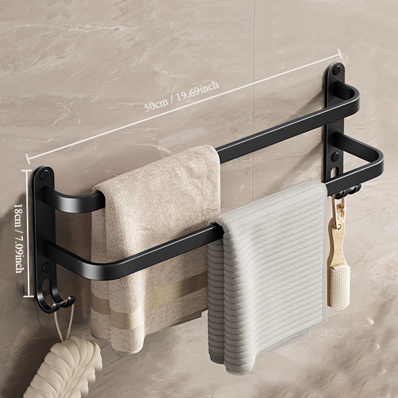 1pc Wall-mounted Towel Rack, Single Rod Double Hanging Rod, Toilet Rack Towel Storage Rack, Bathroom Towel Rack, Towel Ring, Suitable For Towel Storage, Towel Racks