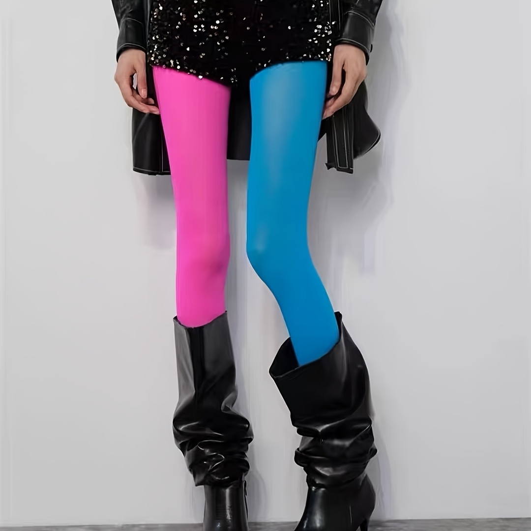 

1 Pair Women's Ombre Pantyhose Tights, Candy-colored Knit Fabric, Polyamide 85% Spandex 15%, Solid Color, Hand Washable