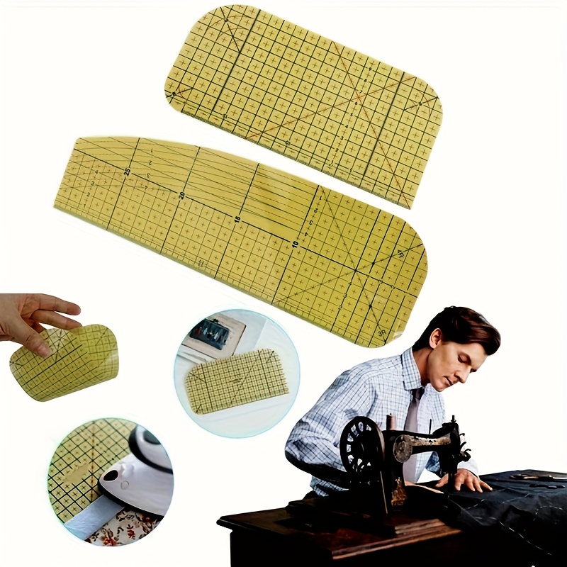 

2pcs Heat-resistant Sewing Ironing Rulers, Resin, Transparent With Grid & Dot Patterns Diy Tailoring & Patchwork - Yellow, Sewing Accessories