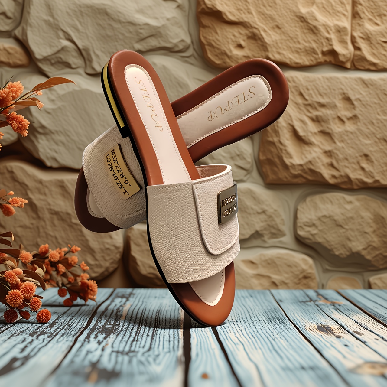 Women's Fashion Metal Slip-on Slippers, Women Shoes Elegant Women Shoes Shoes