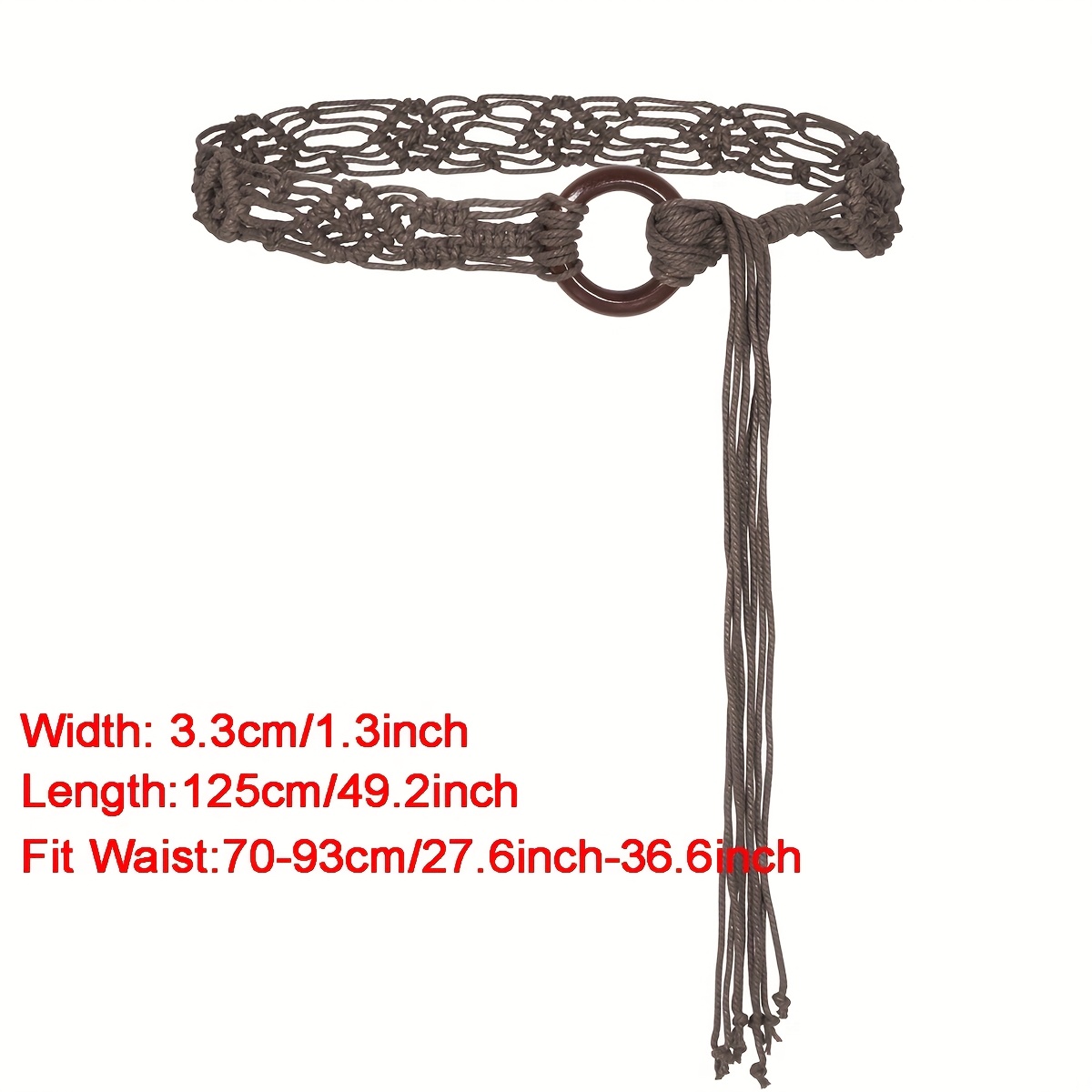 Hand Woven Wax Rope Bohemian Braid Waist Belt with Metal Chain Amazon.com: ILuvatar Women main image 2