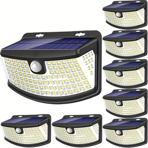 8 6 4 packs solar motion sensor lights 120 leds with reflector 270 wide angle ip65 waterproof ideal for outdoor stairs yard pathway fence front door garage deck 18 hours continuous lighting for commercial spaces malls hotels libraries