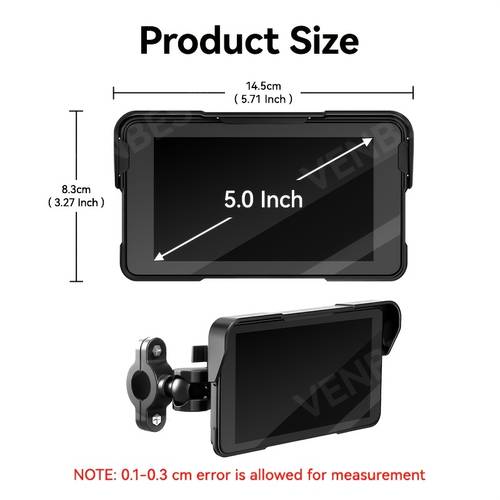 pantalla de 5 pulgadas para motocicleta carplay, , auto inalámbrico, hd táctil, resistente , ip67, sin batería