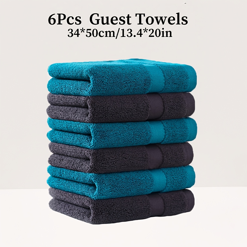 Image of 6pcs Cotton Guest Towels/3pcs Guest Towels, 34*50cm/13.4*20in, Solid Color Guest Towels, 500gsm, Hanging , Absorption, Fitness Wipe Sweat, Multiple- Availability, For Bathroom, Shower, Gym And Spa