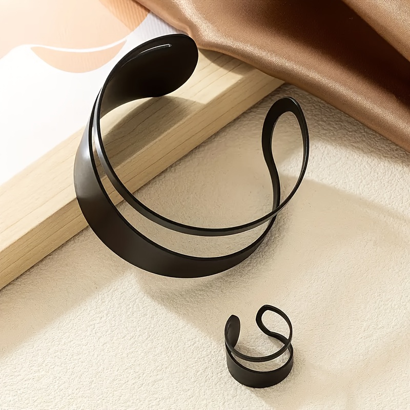 E-shop 2er Set Glänzende Geometrische Hohle Koreanische Und Japanische Trendy Armband Ring