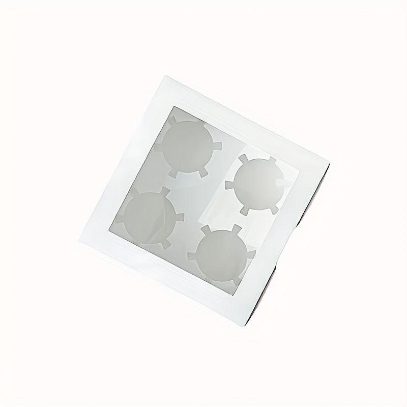 TEMU 50pcs 50 White Paper Cupcake Gift Boxes, 4-hole Transparent Window Boxes, Birthday And Wedding Pastry And Dessert Packaging Boxes