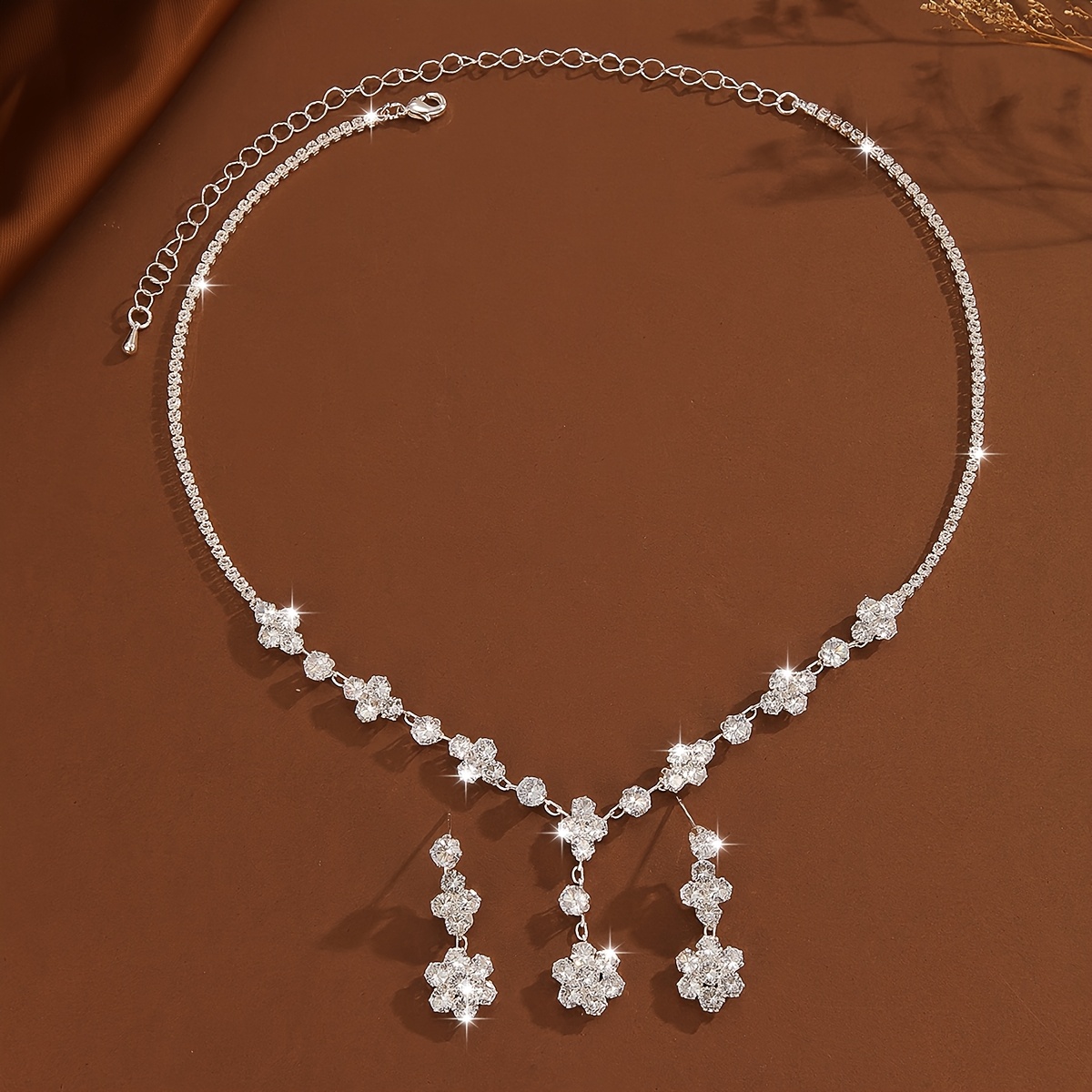 Zirconia Earrings Necklace Set High End Jewelry