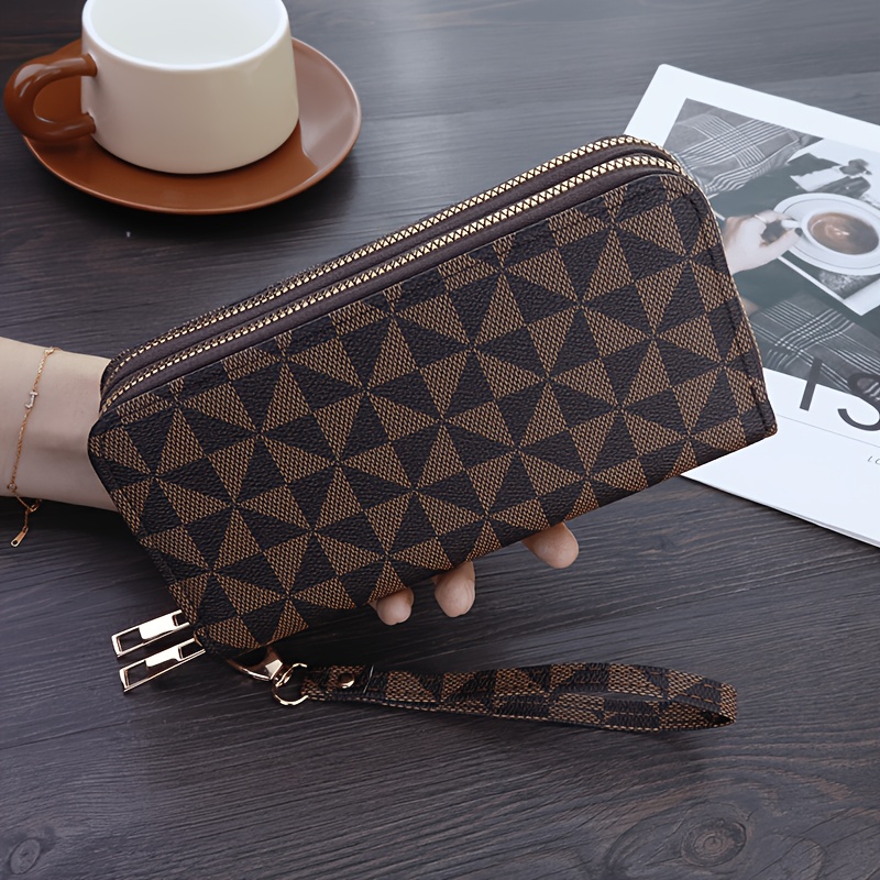 TEMU {fp Special} Men's Wallet, 2026 's Long Wallet, Double Zipper Large-capacity Pu Clutch Purse With Detachable Wrist Strap, Multiple Card Slots &