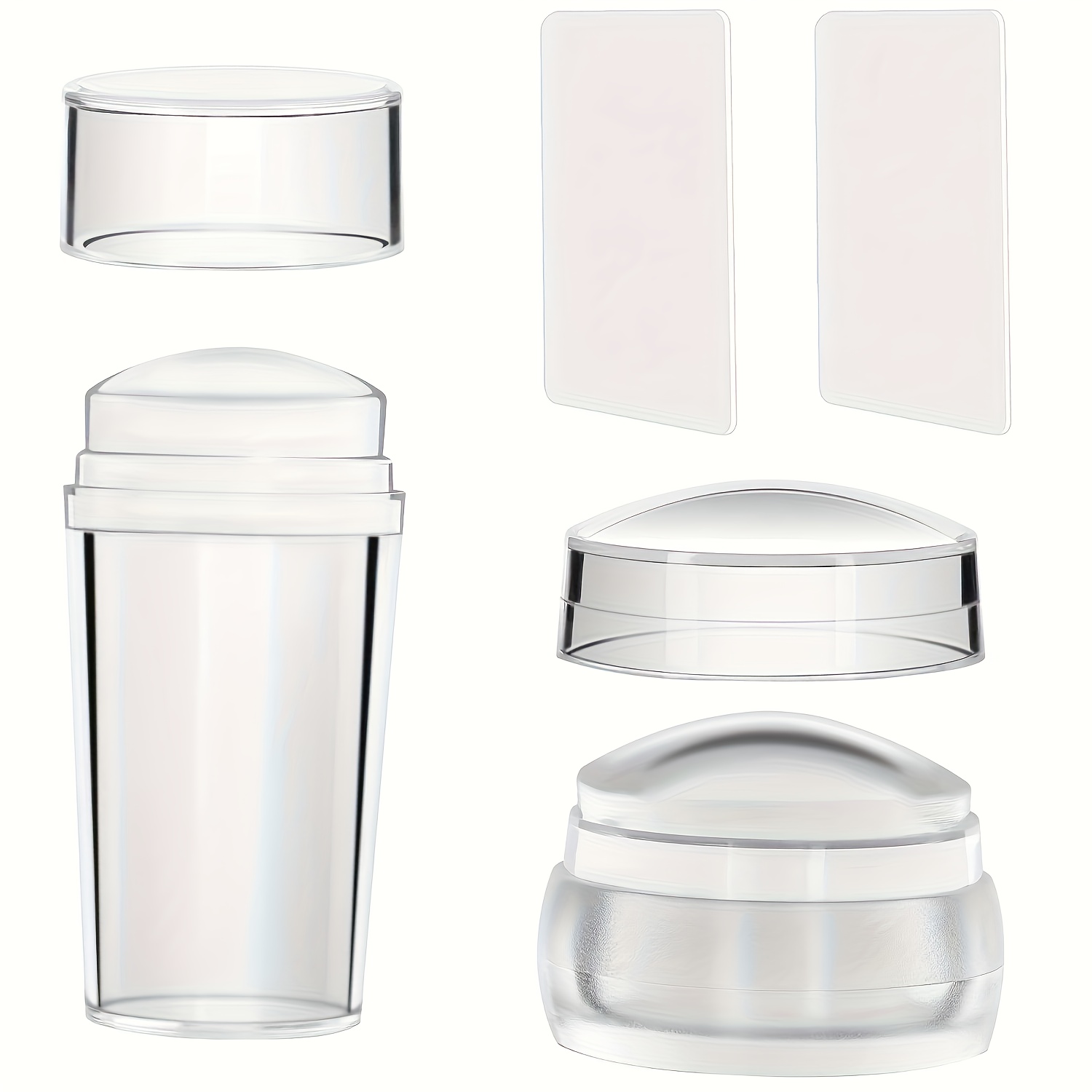 Image of 4pcs Nail Art Stamper Kit, French Tip Nail Stamp With Scrapers Clear Silicone Long Short Nail Jelly Stamper Set For Home Nail Decor French Manicure