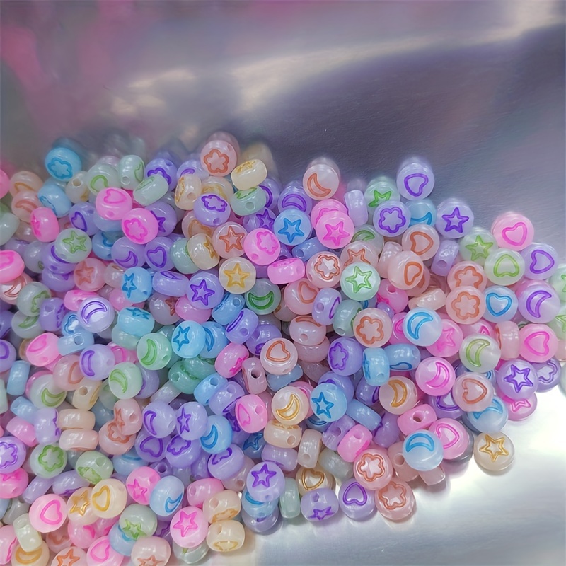 

200 Pack Glow-in-the-dark Acrylic Beads For Diy Bracelets, Necklaces, Jewelry Making Accessories, 4mm*7mm - Assorted Fluorescent Shapes And Colors