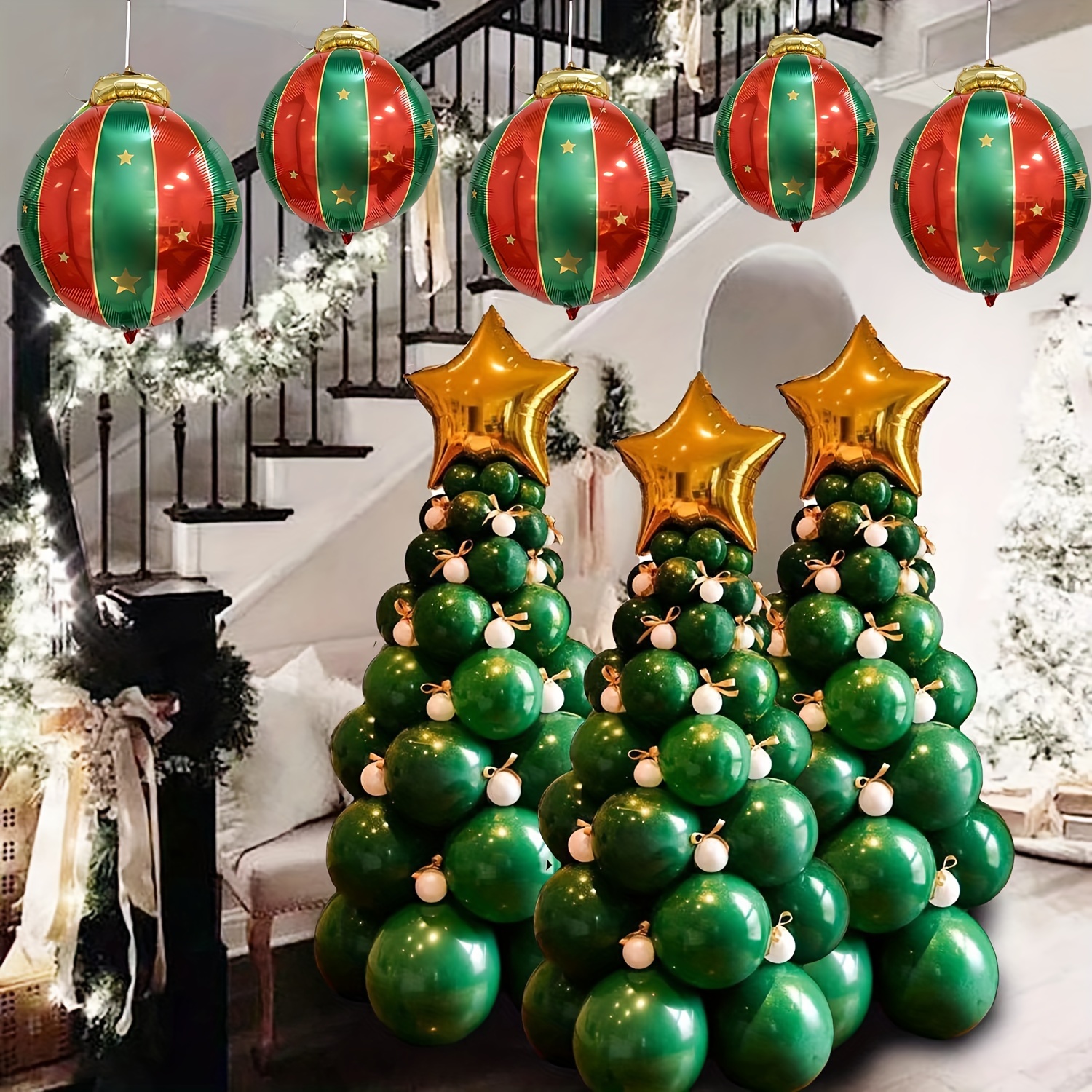 

[top-] 5pcs 27" Christmas Hanging - Decorations, No Needed, Aluminum Film