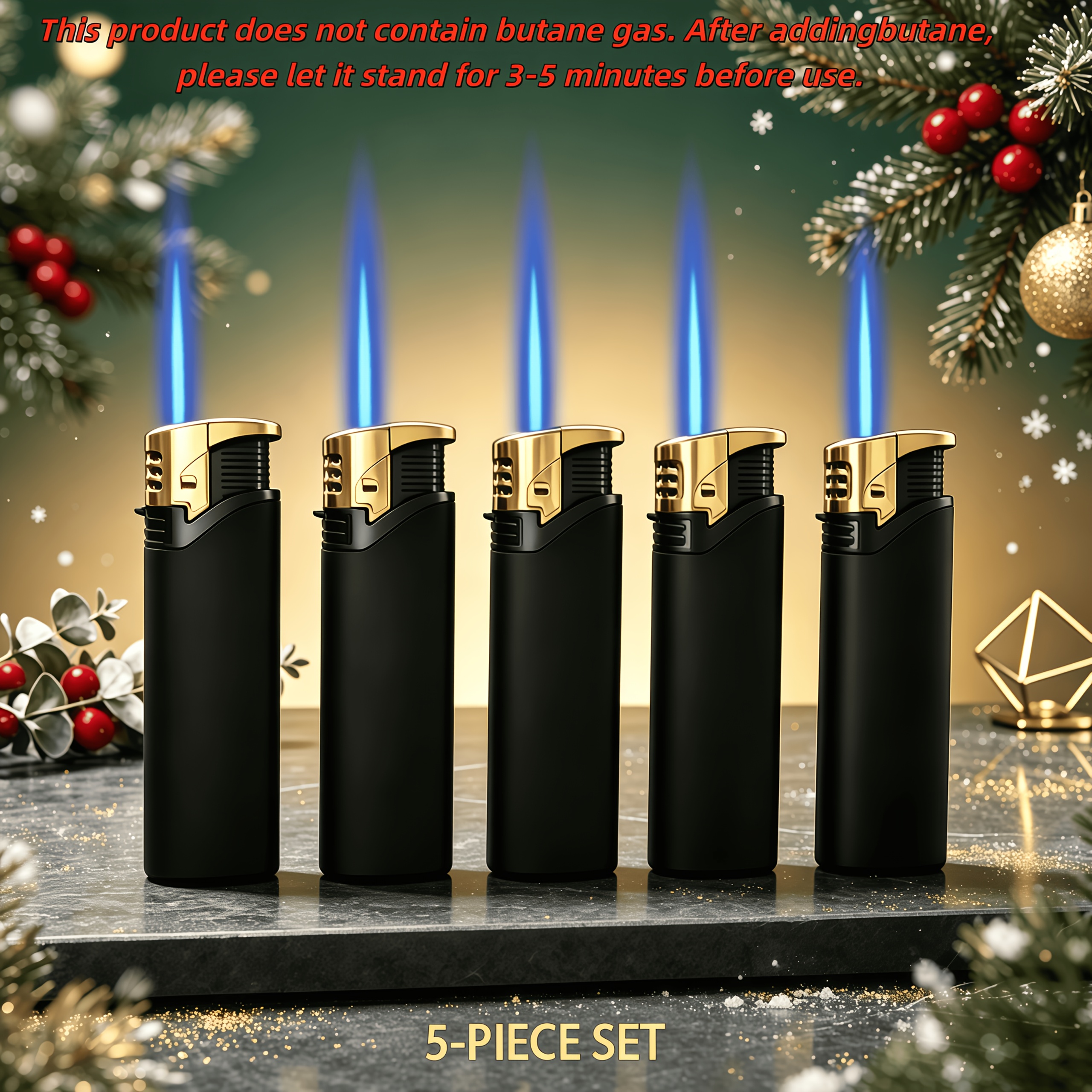 TEMU (butane Gas Not Included), 5pcs/25pcs Set, Metal Butane Lighter, Windproof Lighter, Candle Lighter, Metal Shell, Adjustable Flame, Filled With