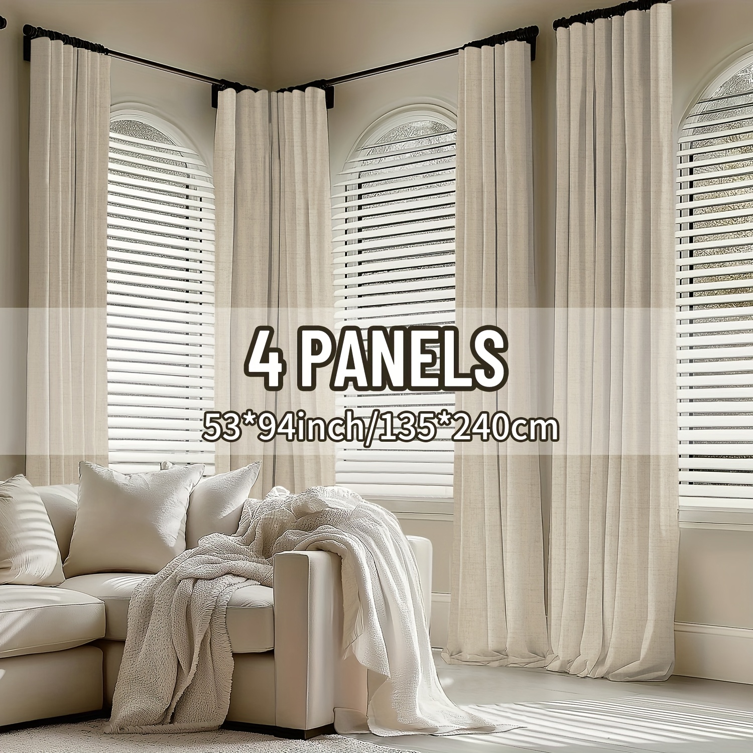 Image of 4pcs Curtains, Japanese Semi-transparent Filtering Curtains, European Minimalist Solid Color Curtains, Easy European Sheer, Style Curtains