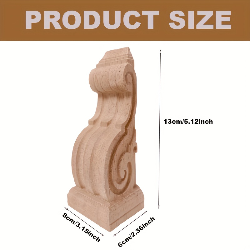 Image of Rubberwood Traditional Wood Corbels Bracket For Countertop Unfinished Hardwood Shelving Home Kitchen Cabinet Bookshelves Furniture Support