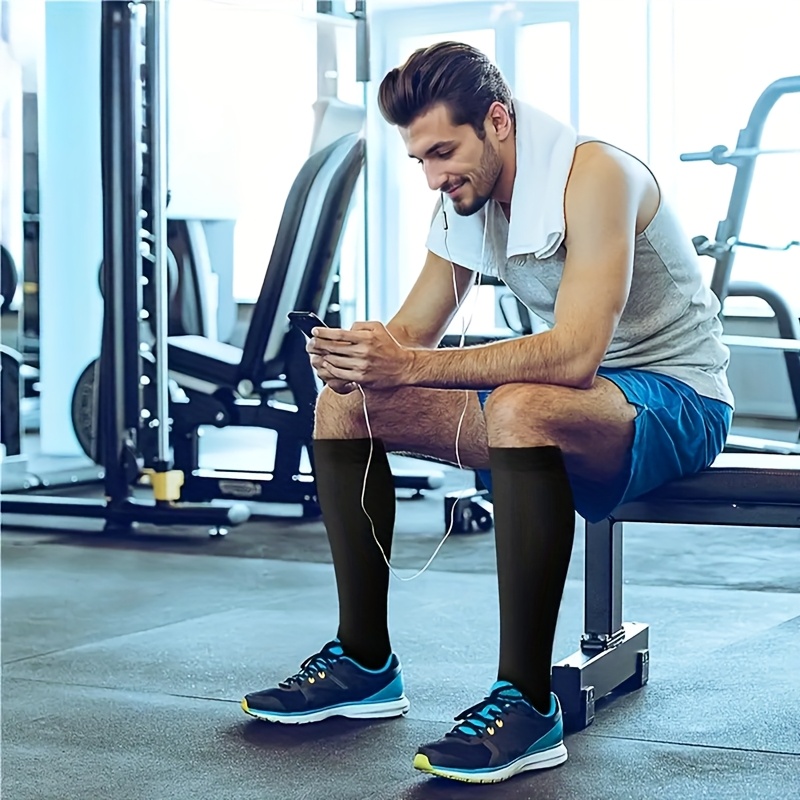 5 pairs knee high compression socks for men women support socks for men compression socks for women polyester blend smooth fabric knit fabric durable construction fitness enthusiasts details 2