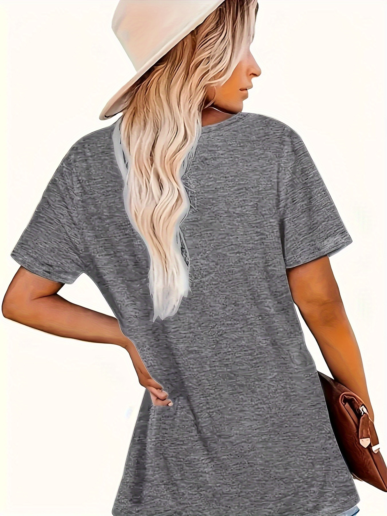 Sunflower Print Short Sleeve T-shirt, Casual Crew Neck Top For Spring & Summer, Women's Clothing