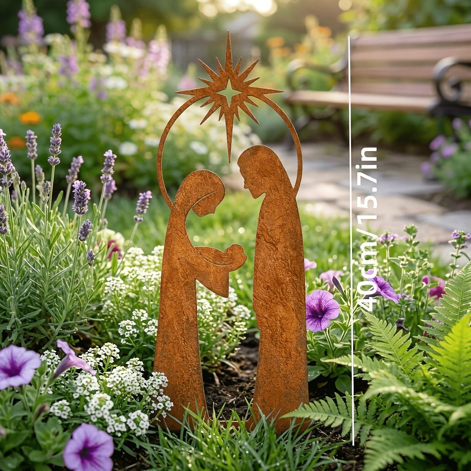 Image of [2d Flat] Nativity Scene Garden Decorative Pile, Retro Metal Garden Decorative Ornaments, Christmas Garden Artwork, Nativity Garden Sculpture, Religious Gift