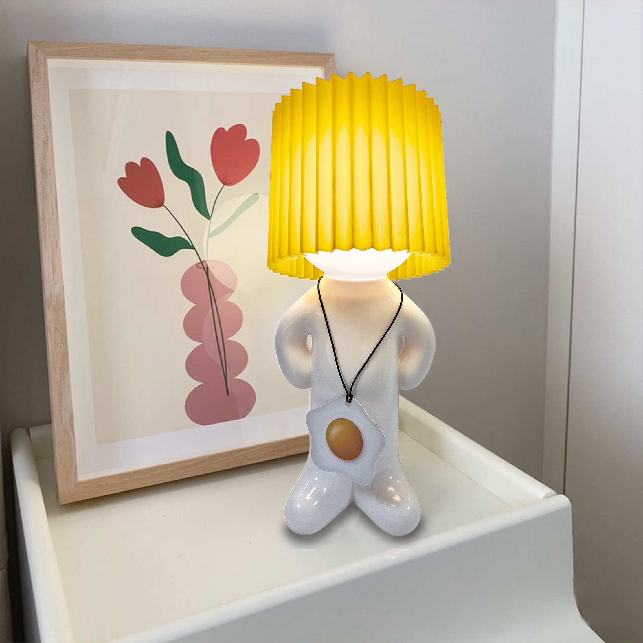 Dimmable Acrylic Table Lamp with LED Lights, Push Button Control, Non-Waterproof Polished Surface, Creative Shy Man Design, Artistic Decoration, Ideal for Indoor Reading and Festivities, Sans Cord