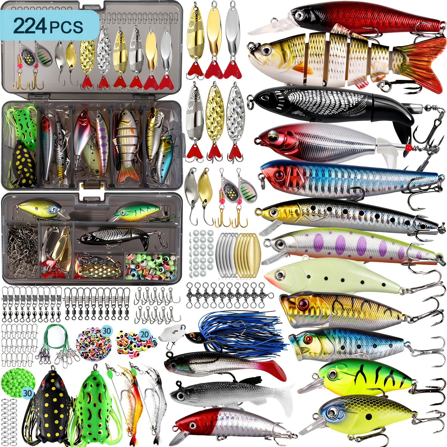 45 68 148 224pcs fishing lure set artificial bait kit hard - Temu Oman