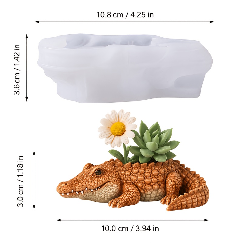 TEMU Resin Silicone Mold, 3d Simulated Crocodile Silicone Mold, Full Lying Shape, Easy To Demold, With Realistic Three-dimensional Details, Reusable