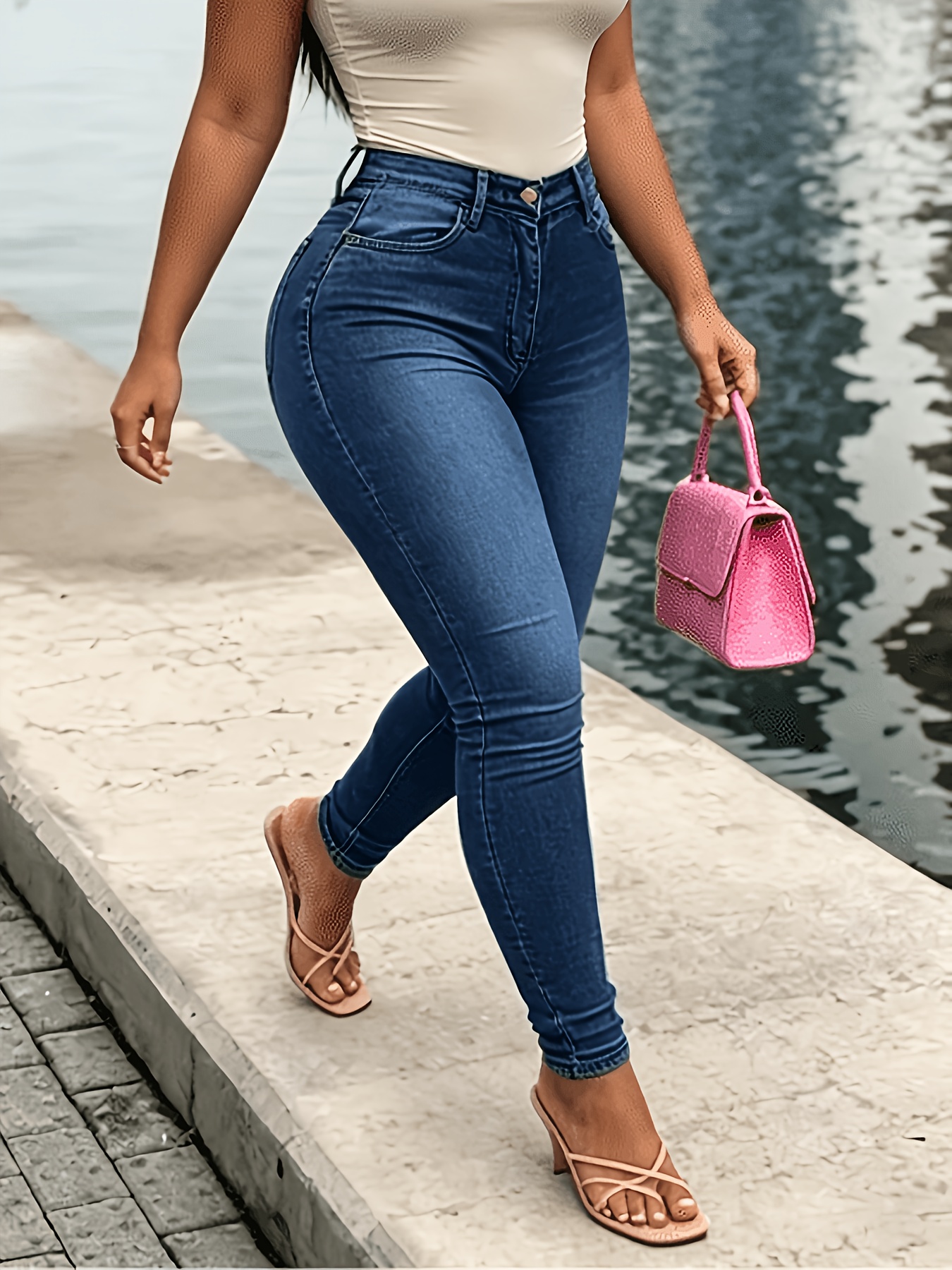 Plus-size Stretchy Women'S Skinny Jeans: Stylish And Casual, With A Butt-lifting And Tummy- Design. Available In Five Colors, Made From Comfortable Fabric With A High Waist And High Elasticity. Perfect For Curvy Women. Plus-size Women's - Image 4