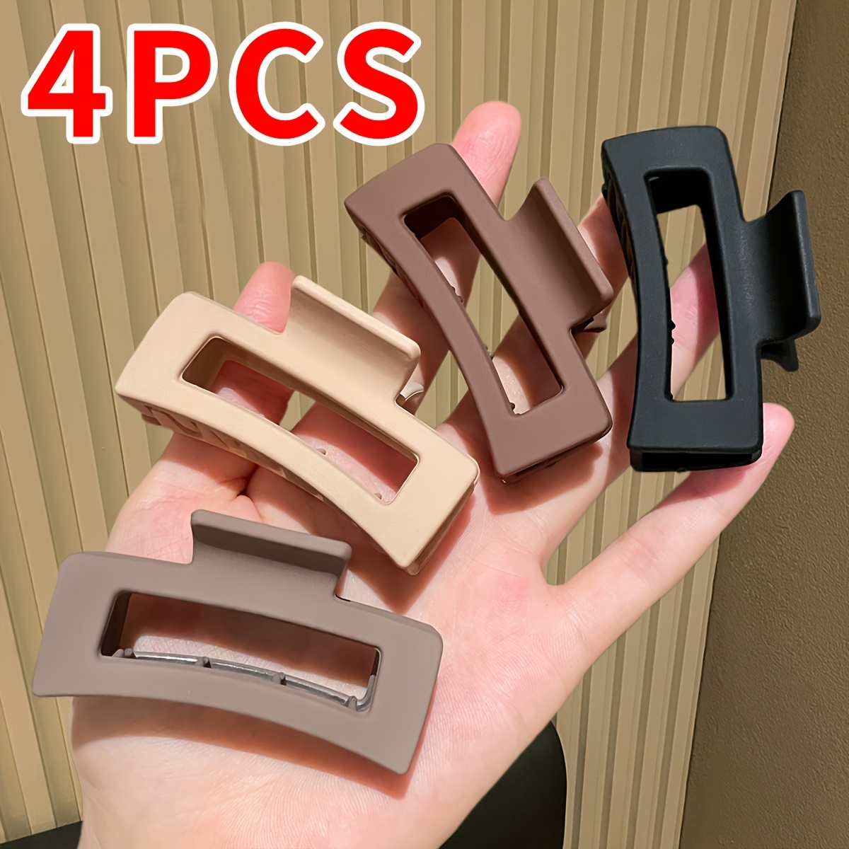 TEMU 4-pack Minimalist Matte Non-slip Hair Claws, Anti-slip Hair Clips For Women' Hairstyles, Lightweight Hair Clips, Multi-functional Hair Clips,