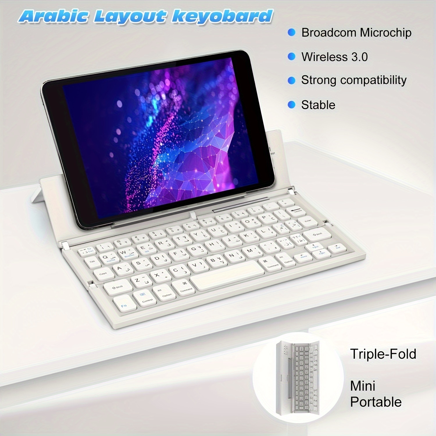 

Wireless Foldable Keyboard Suitable For Tablets Or Smartphones Up To 10.2 Inches, Compatible With Windows, , Ios, And Android Systems