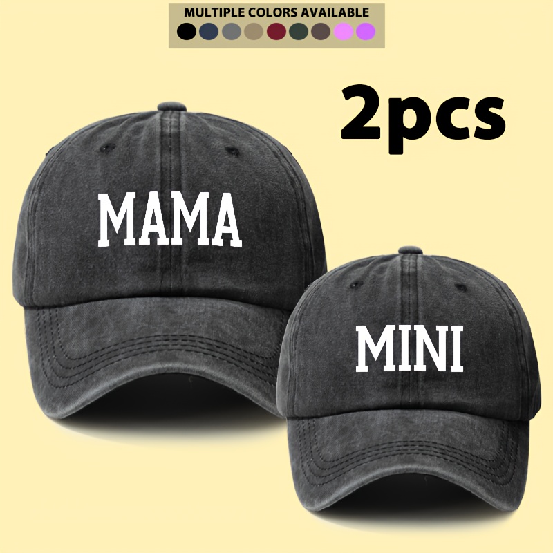 family matching set   combo hat mama letter print design 2pcs set retro   dad and mom adjustable cap for outdoor activities baseball hats suitable for daily wear fishing camping and sports perfect gift for family