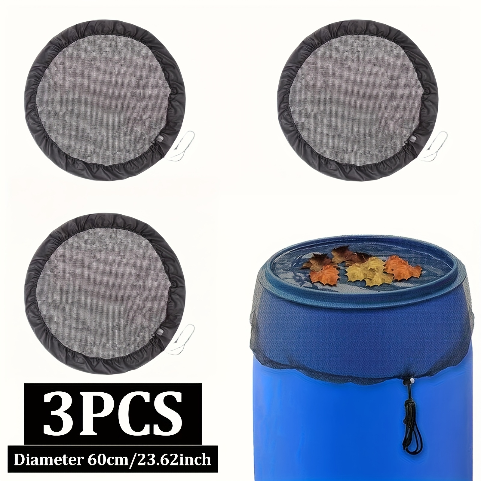 3pcs Adjustable Mesh Rain Cover, Outdoor Water Tank Protective Net, Garden Water Collection With Drawstring Rain Net Net To Prevent Leaves And From Entering