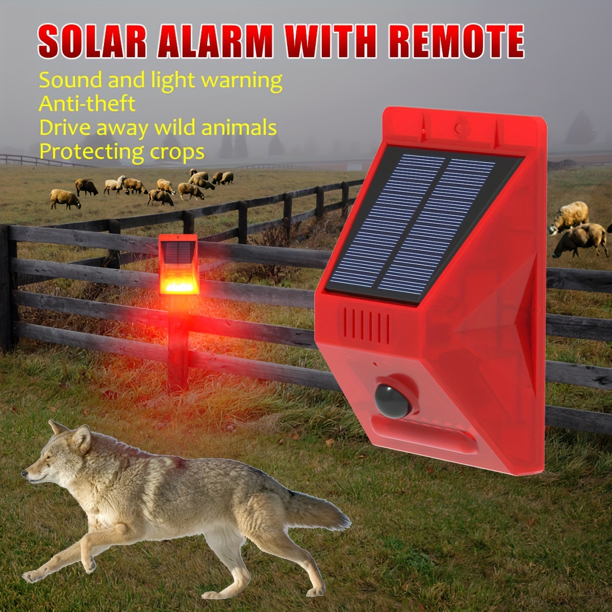 

1pc Solar Security Light Alarm With 129db Warning Loud Siren Solar Light Energy Saving Waterproof Pir Led Motion Sensor Flashing Light Lamp For Outdoor Farm Barn Yard