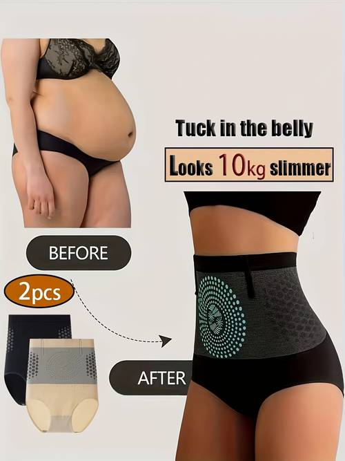 2 stück damen high-waist formende slips – bauch, taille & poformer, weiche dehnbare unterwäsche für den , für kurvenreiche frauen, & schwarz (ohne)