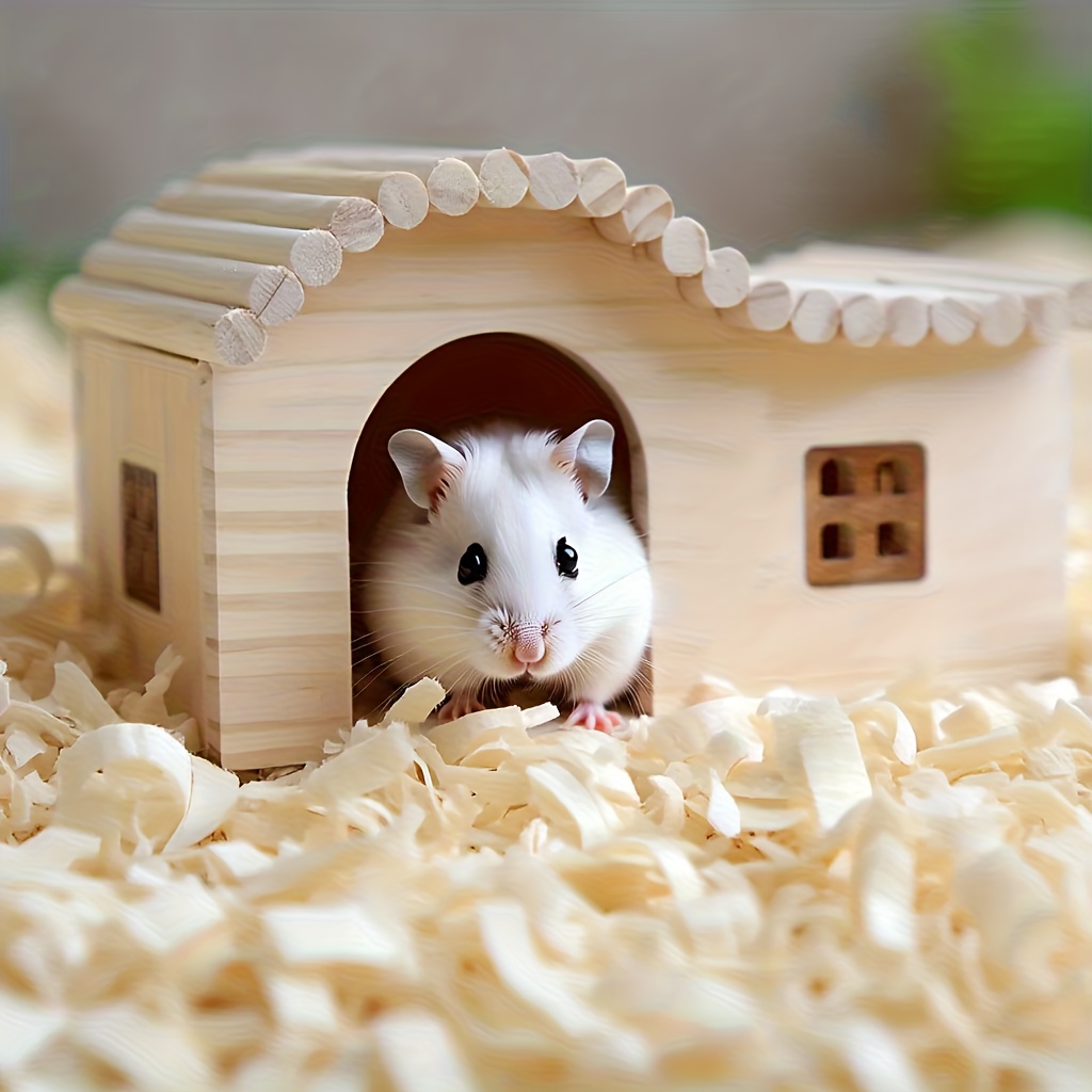 Small Animal Hideout, Natural Wood Hamster House, Suitable For Hamsters, Button Quail, Dwarf Rabbits, Multi-hideout Chewing Toys, For Cages