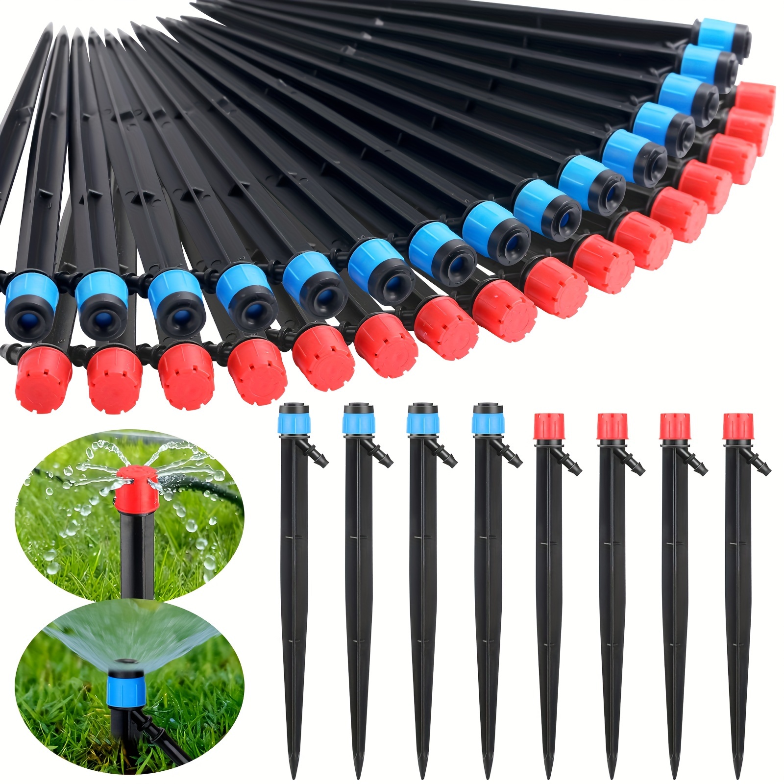 

120 Pcs Drip Irrigation Emitters For 1/4'' Drip Irrigation Tubing 60 Irrigation Emitters Sprayer 60 Adjustable 360 Degree Water Flow Drippers For Patio Lawn Garden Watering