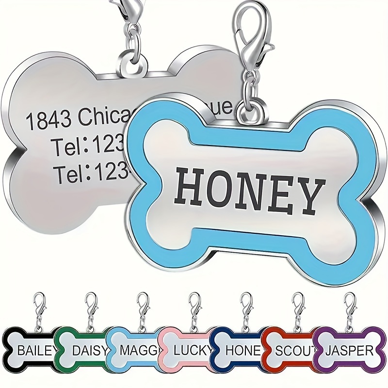 

Personalized Double-sided Engraved Pet Id Tags, Custom Bone-shaped Cat & Dog Name Tags With Phone Number, Zinc Alloy Anti-lost Pet Identity Tags, Perfect Gift For Pets - Pack Of 1