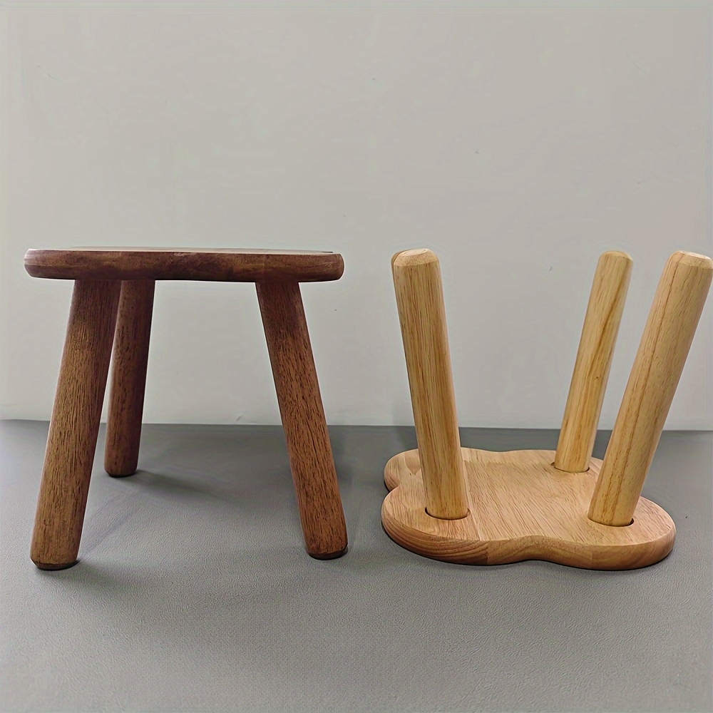 1pc vintage creative solid wood clover shaped stool small bench for sofa office footrest   used as entryway shoe bench living room coffee table stool reaching stool outdoor picnic resting stool Product details 4