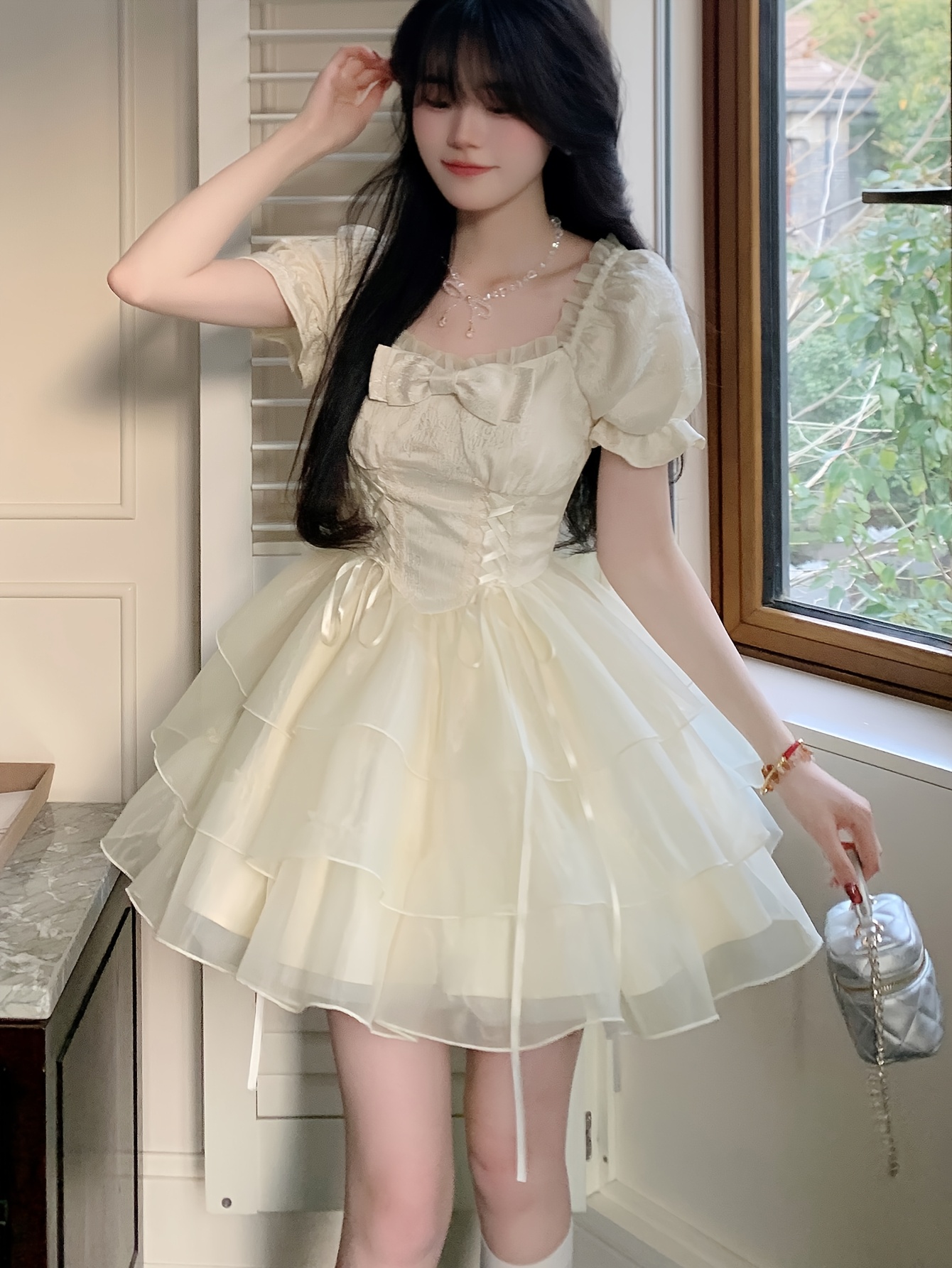 open lace back dress Silk Organza Dress