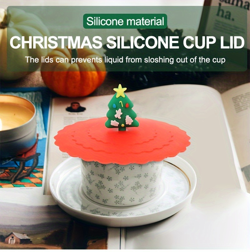 праздничная новогодняя силиконовая крышка для чашки милый дизайн снеговика пищевой класс многоразовая предотвращает горячие напитки детали 0