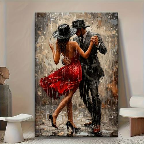 1pc classic framed oil painting romantic couple dancing abstract art decor for living room library bar ideal gift for birthday holiday valentines day easter salon decor