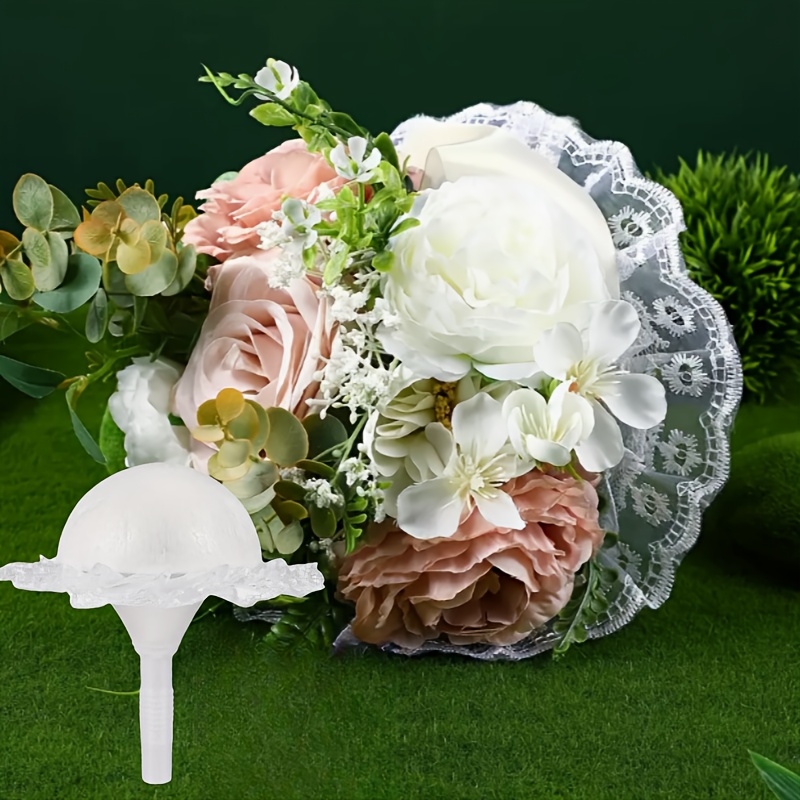 

Porte-Fleurs en Mousse avec Col en Dentelle Élégante - pour les Bouquets DIY, Décoration de Mariage & Cadeaux de Saint-Valentin