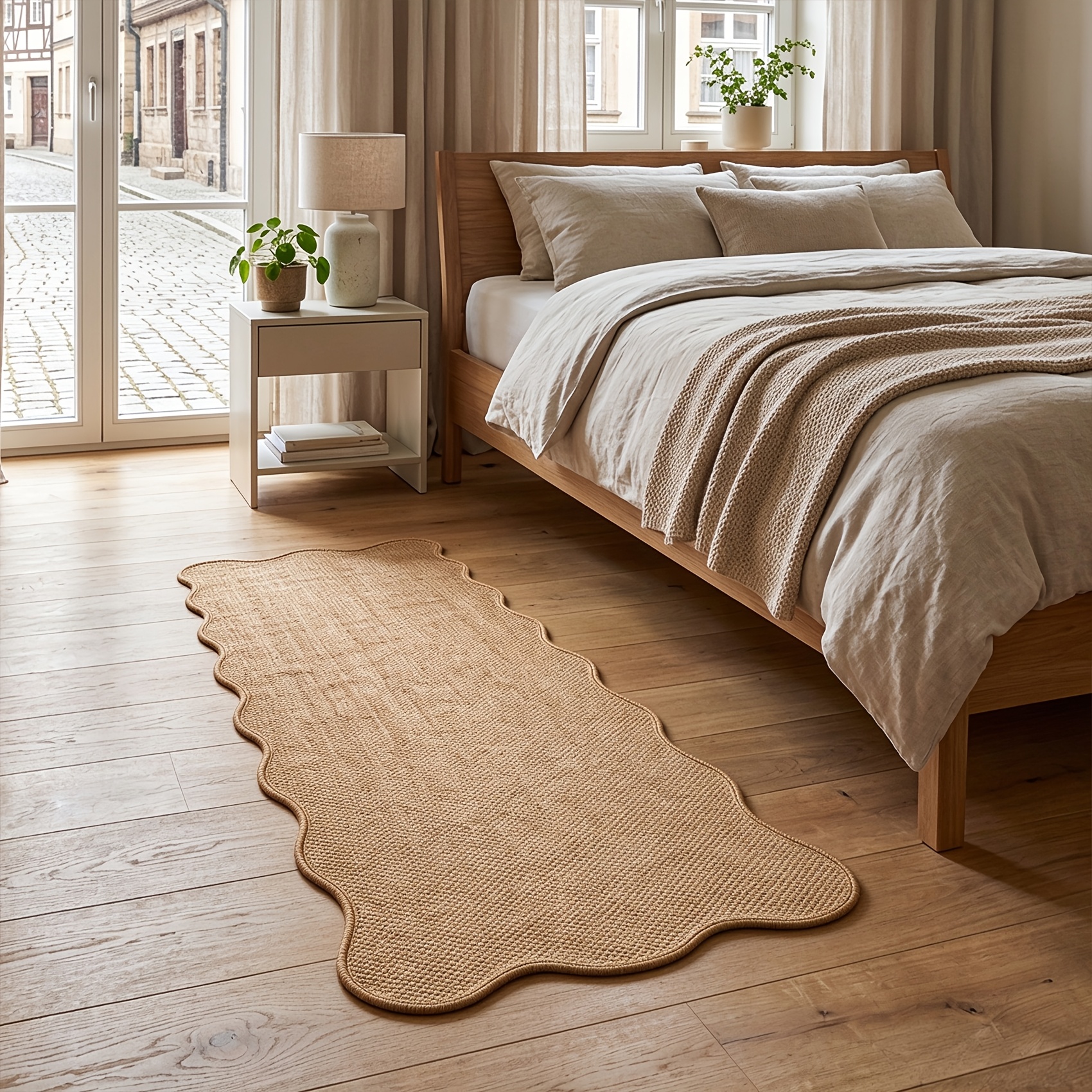 TEMU 1pc, Pineapple Pattern Faux Jute Kitchen Mat, Wavy Irregular Shape, Brown Floor Mat, Suitable For Living Room, Sofa, Entrance, Bedroom, Kitchen