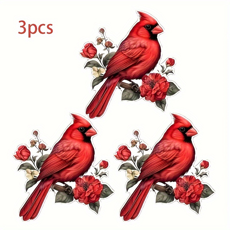 

3pcs Ohio North Red Flower Stickers For Cars & Laptops - Paper Material, Use