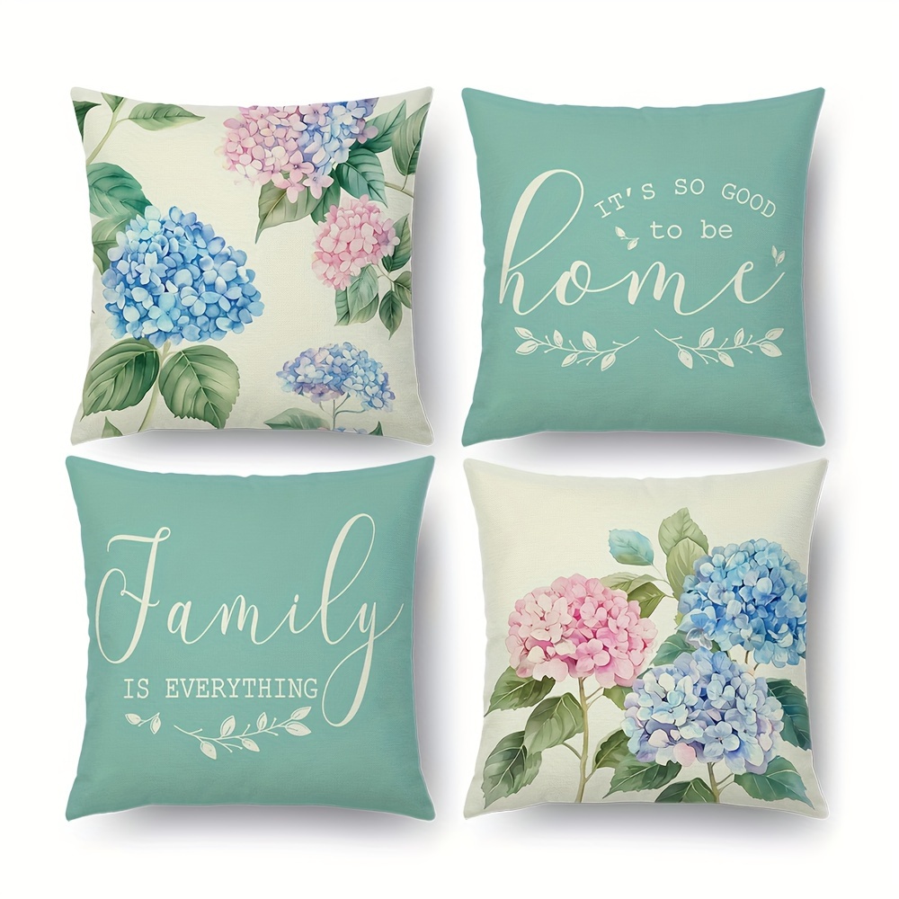 blue hydrangea throw pillow covers ''s spring Temu Australia