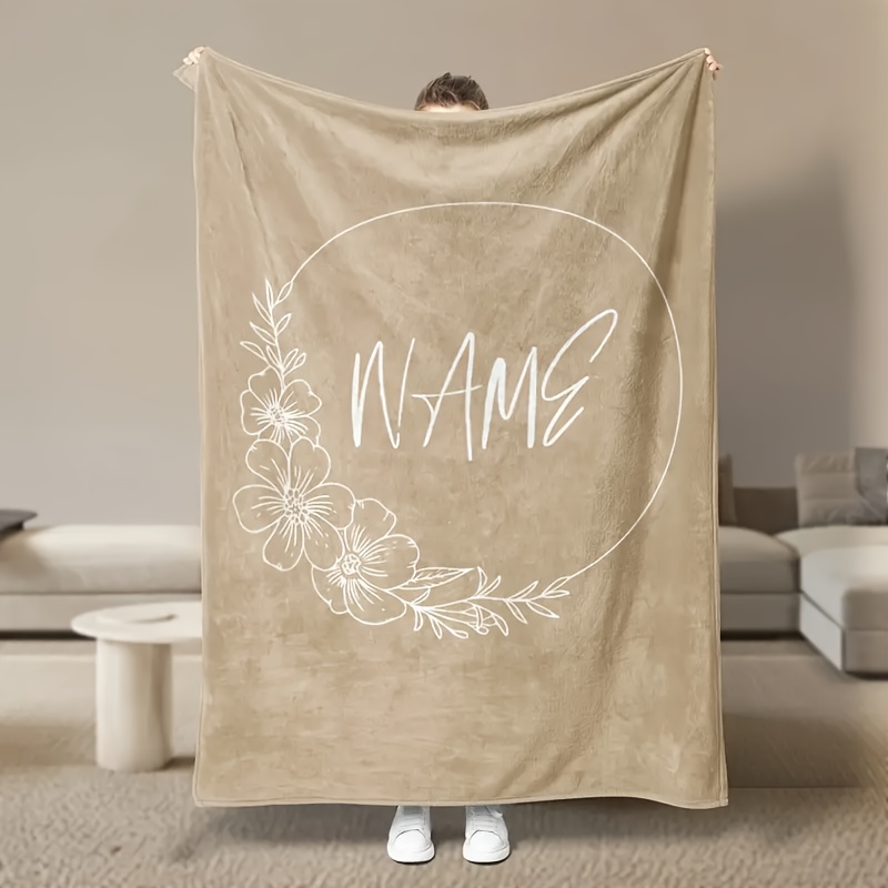 

Custom Name Flannel Blanket In Light Blue - Personalized With Various Designs, Perfect For Girls, Boys, Adults - Ideal Valentine's Gift, Soft & Cozy For Bed, Sofa, Camping, Travel - All-season Warmth