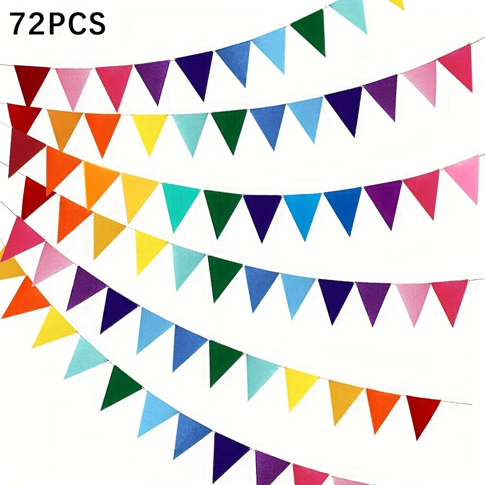 72pcs vibrant rainbow felt fabric bunting colorful   flags for birthday parties window living room decorations no electricity needed celebration bunting vibrant decoration colorful flag 0