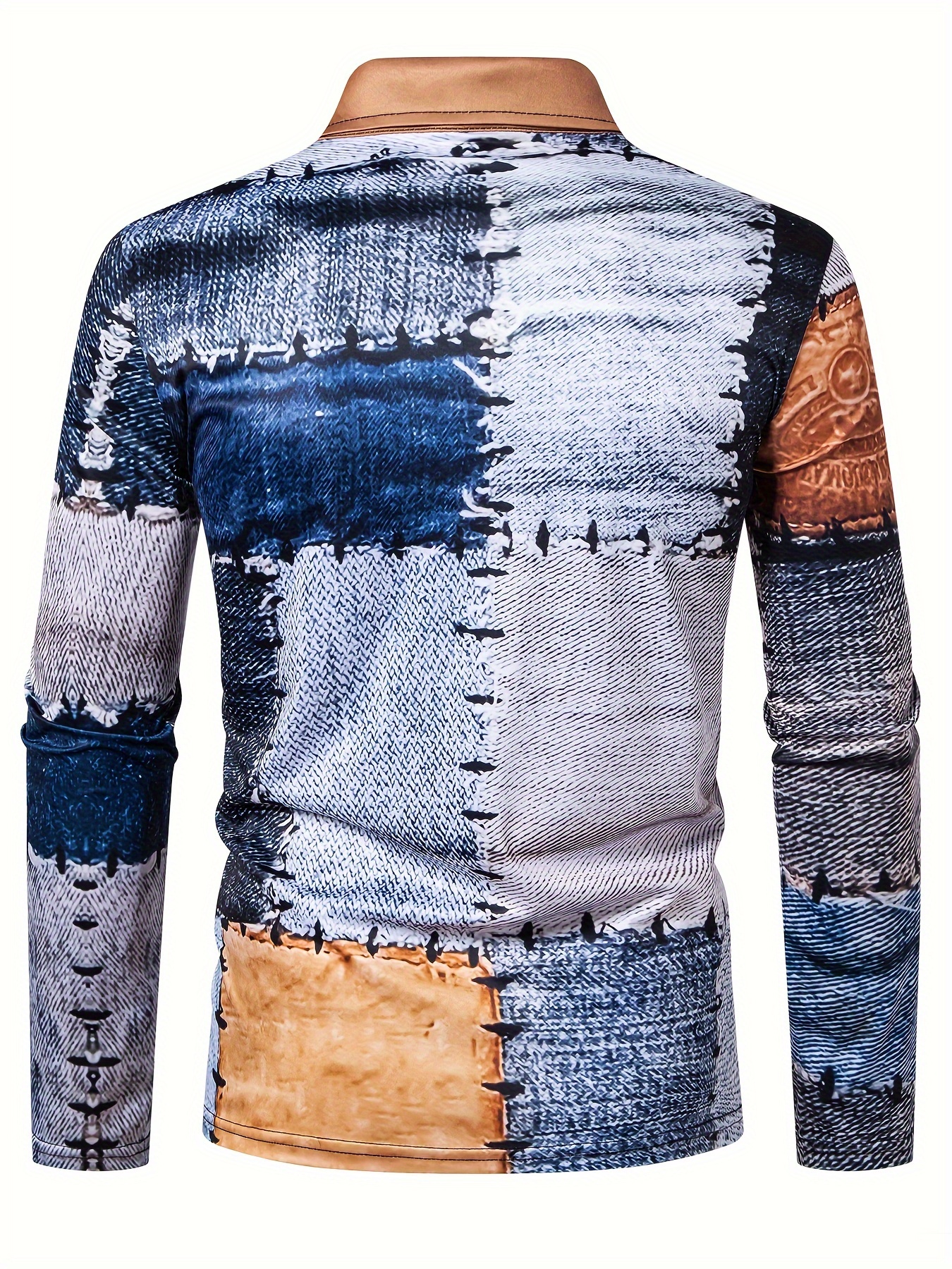 mens vintage matching shirt casual breathable half zipper long sleeve shirt for outdoor activities details 1