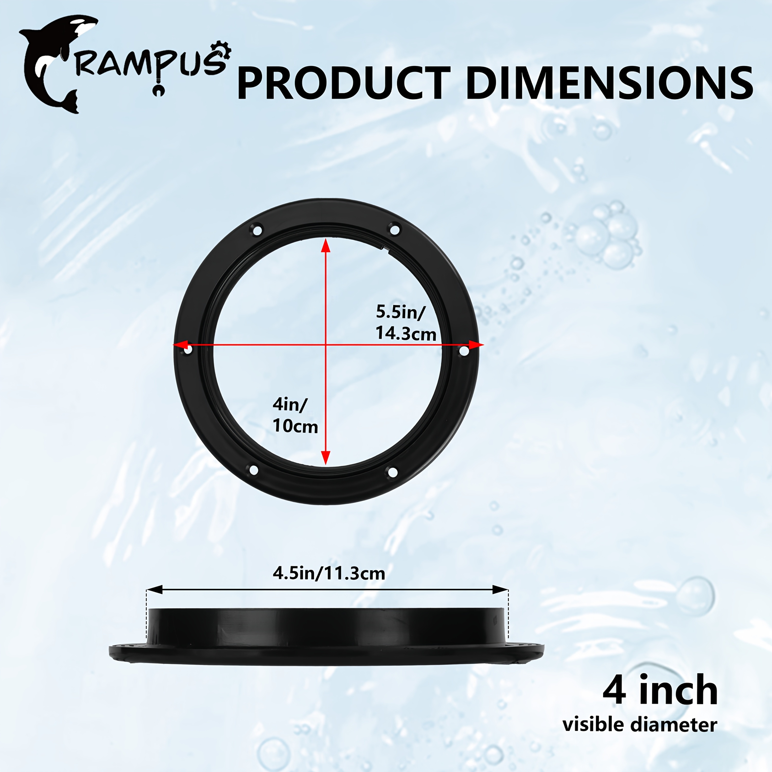 SEAFLO 4-8 Inch Black Circular Inspection Hatch - Non-Slip Marine Grade